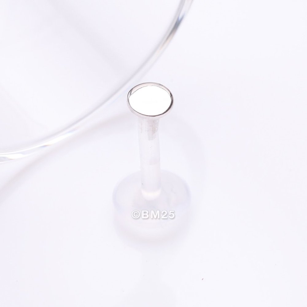 14 Karat White Gold Round Disc Top Bio-Flex Labret